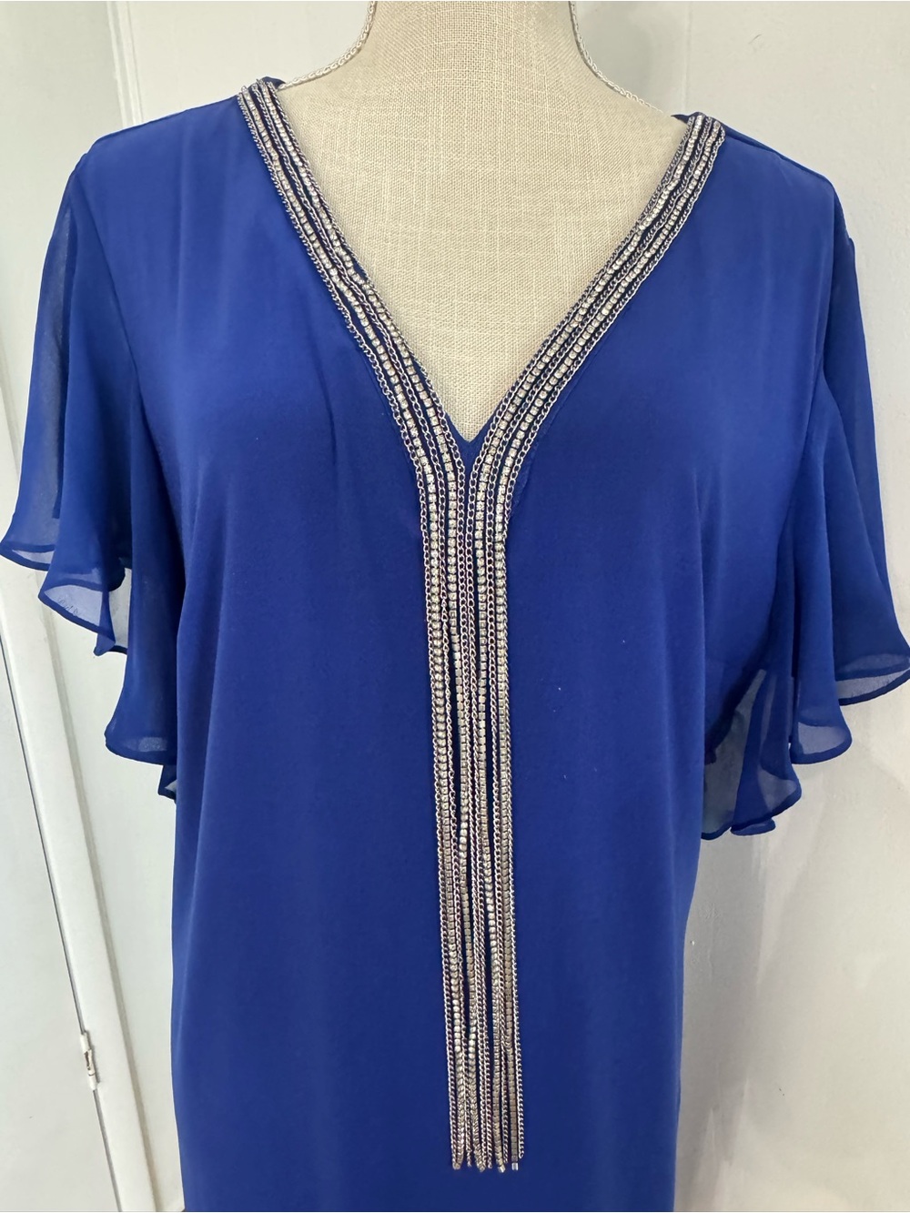 J.B.S. Royal Blue V-Neck Beaded Tunic